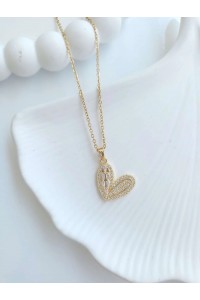 Çelik Gold Kalp Kadın Kolye - Golden Heart