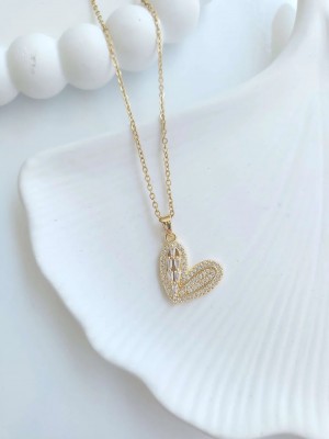 Çelik Gold Kalp Kadın Kolye - Golden Heart