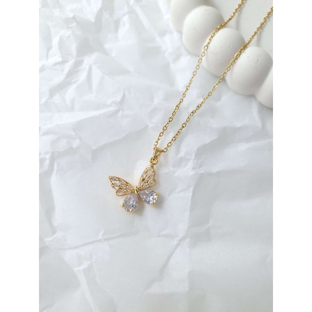 Çelik Gold Taşlı Kelebek Kadın Kolye Çelik Gold Taşlı Kelebek Kadın Kolye