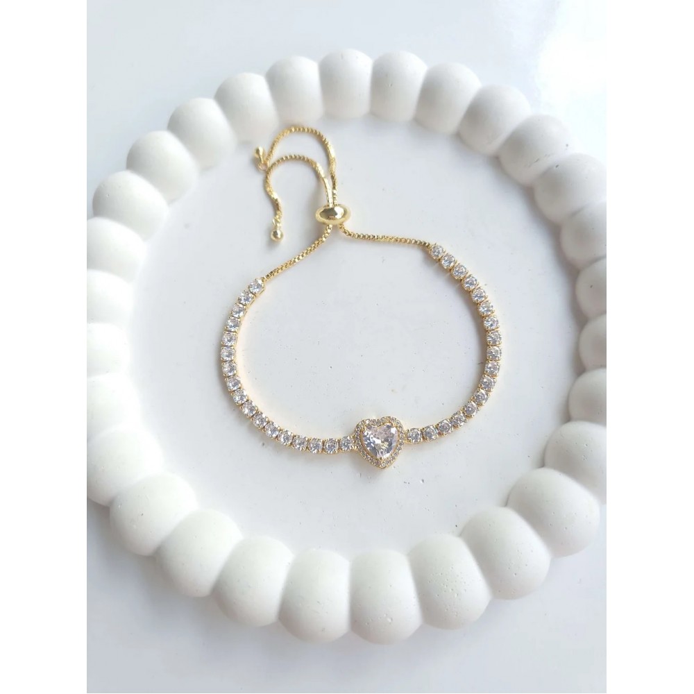 Çelik Gold Asansörlü Kalpli Kadın Bileklik