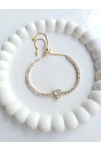 Çelik Gold Asansörlü Kalpli Kadın Bileklik