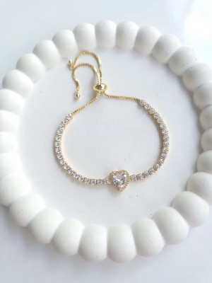 Çelik Gold Asansörlü Kalpli Kadın Bileklik