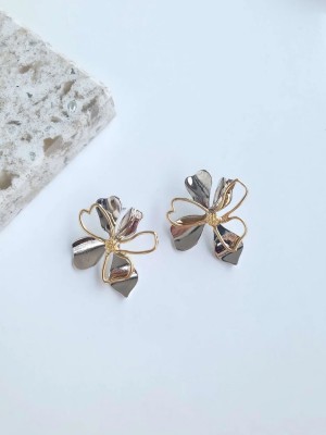 Vip Çift Renkli Çiçek Kadın Küpe