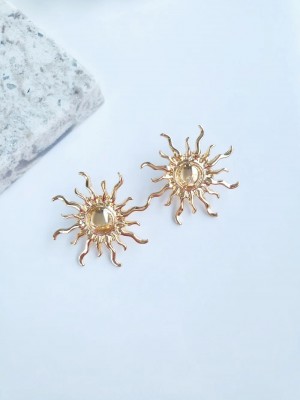 Vip Gold Büyük Güneş Kadın Küpe