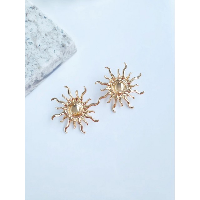 Vip Gold Büyük Güneş Kadın Küpe Vip Gold Büyük Güneş Kadın Küpe