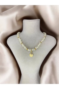 Handmade Pirinç Üzeri Altın Kaplama Dorika Deniz Kabuklu Kadın Kolye - Pearlshell