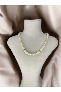 Handmade Lak Kaplama Inci Ve Pirinç Üzeri Altın Kaplama Dorika Kadın Kolye