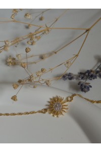 Handmade Pirinç Üzeri Altın Kaplama Güneş Şeklinde Parlak Bileklik - Solar