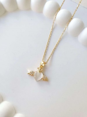 Çelik Gold Kanatlı Kalp Kadın Kolye