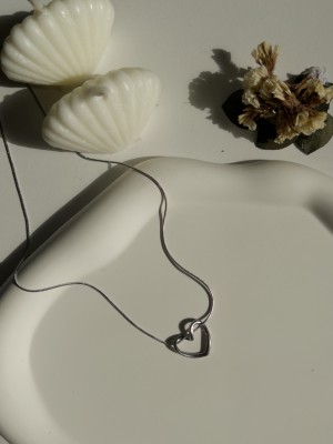 Çelik Kalp Figürlü Basic Kadın Kolye Gümüş Love Harmony - Silver