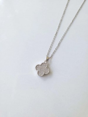 Çelik Silver Taşlı Van Cleef Model Kadın Kolye