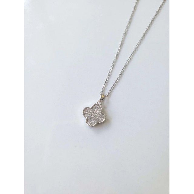 Çelik Silver Taşlı Van Cleef Model Kadın Kolye