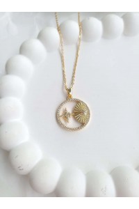 Çelik Gold Yuvarlak Taşlı Kadın Kolye