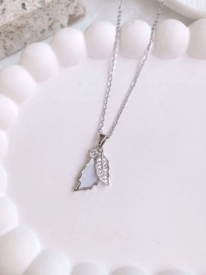 Çelik Silver Yaprak Kadın Kolye