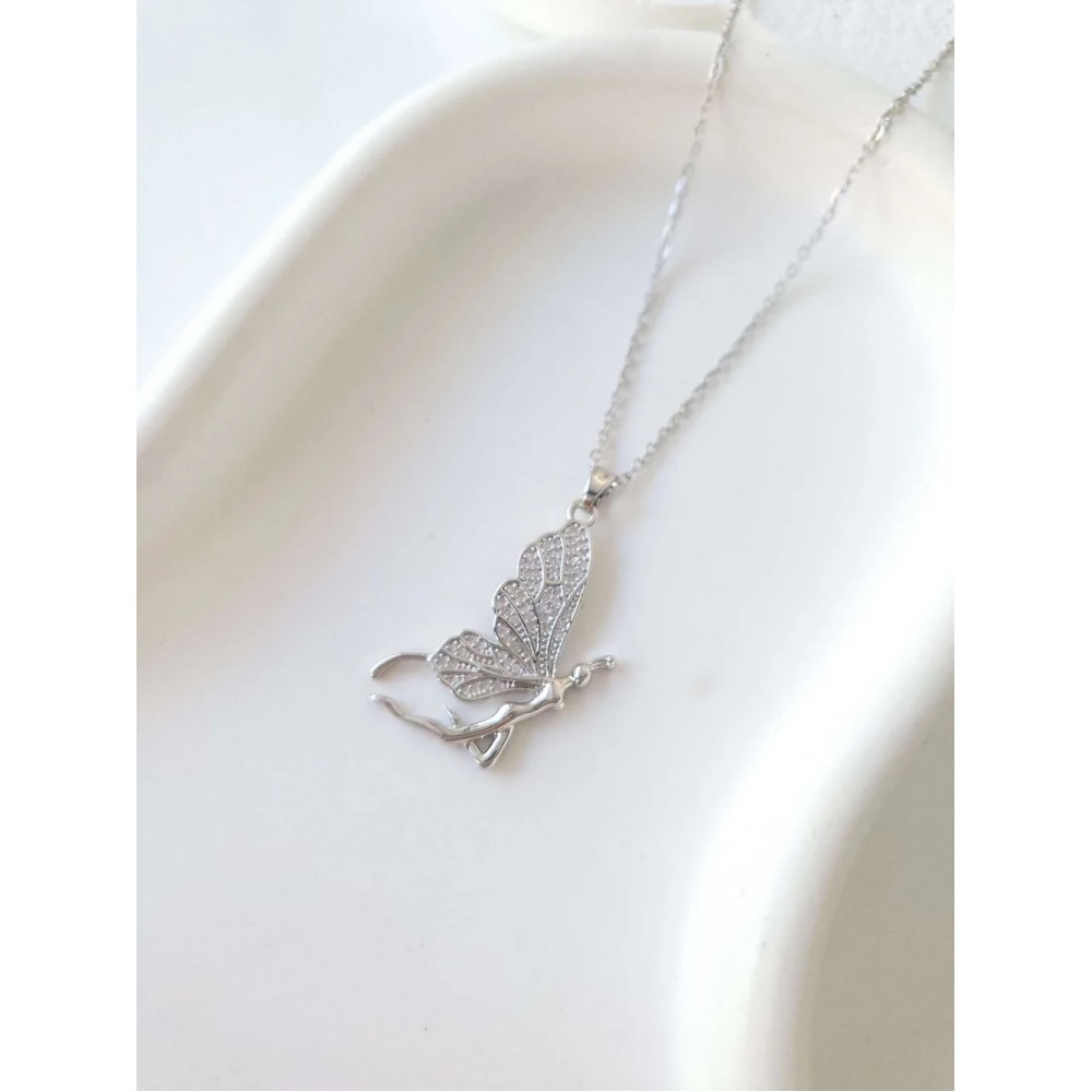 Çelik Silver Butterfly Kadın Kolye