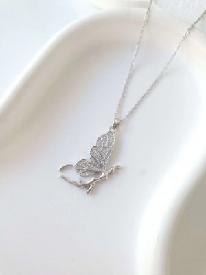 Çelik Silver Butterfly Kadın Kolye