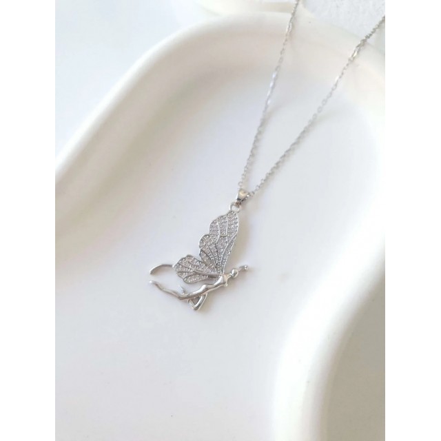 Çelik Silver Butterfly Kadın Kolye