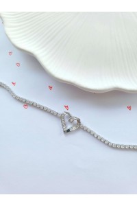 Çelik Silver Kalpli Su Yolu Bileklik