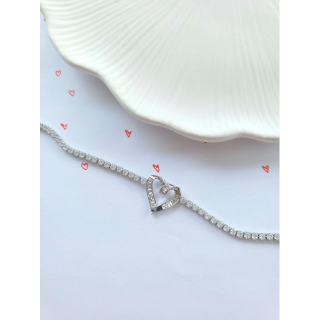 Çelik Silver Kalpli Su Yolu Bileklik Çelik Silver Kalpli Su Yolu Bileklik