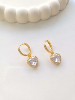 Çelik Gold Kalpli Küpe