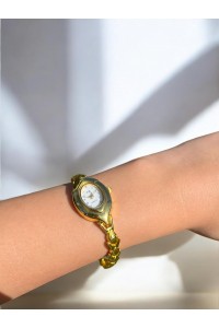 Kadın İnce Kordonlu Vintage Metal Kasa Gold Kol Saat 1