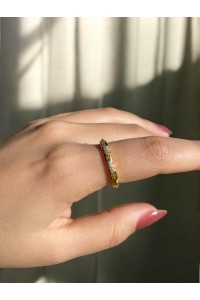 Altın Kaplama Tek Sıra Zincir Kadın Zarif Yüzük