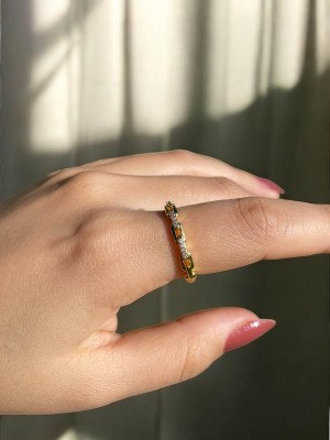 Altın Kaplama Tek Sıra Zincir Kadın Zarif Yüzük