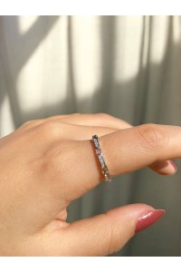 Gümüş Kaplama Tek Sıra Zincir Kadın Zarif Yüzük