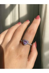 Pembe Kalpli Taşlı Kadın Zarif Yüzük