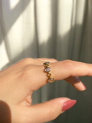 Yuvarlak Taşlı Kadın Zarif Yüzük