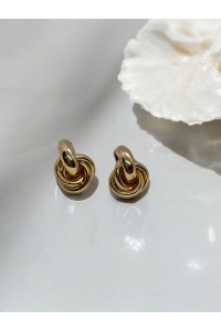 Gold Düğme Kadın Küpe