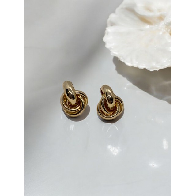 Gold Düğme Kadın Küpe