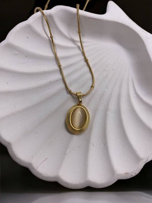 Vintage Sedef Taşlı Kadın Çelik Kolye