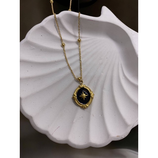 Vintage Kutup Yıldızı Kadın Çelik Gold Kolye