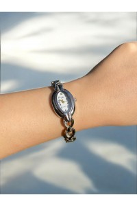 Kadın İnce Kordonlu Vintage Metal Kasa Silver Kol Saati 6