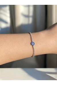 Mavi Nazarlık Detaylı Su Yolu Silver Kadın Bileklik