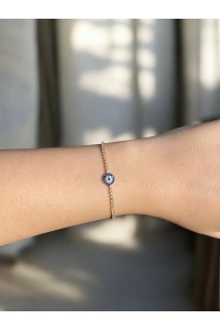 Mavi Nazarlık Detaylı Su Yolu Gold Kadın Bileklik