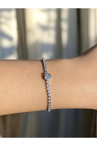 Minik Kalp Detaylı Zarif Su Yolu Bileklik Silver