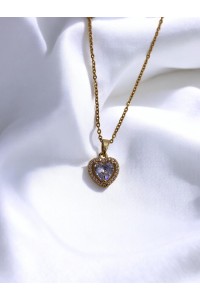 Kalp Detaylı Gold Kolye