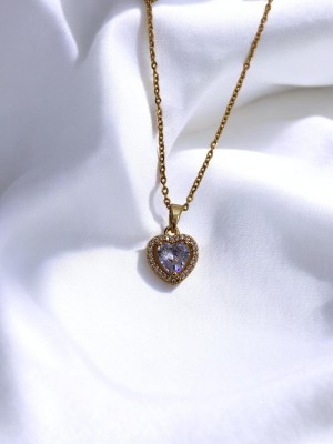 Kalp Detaylı Gold Kolye