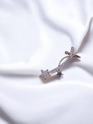 Yıldız Desenli Silver Earcuff Küpe