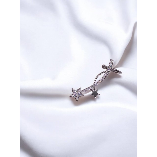 Yıldız Desenli Silver Earcuff Küpe