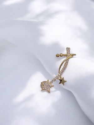 Yıldız Desenli Gold Earcuff Küpe