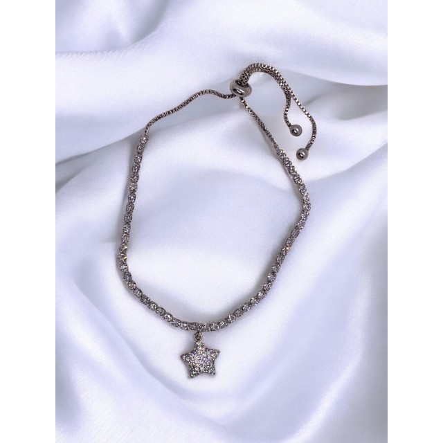 Yıldız Figürlü Asansörlü Silver Çelik Su Yolu Bileklik Yıldız Figürlü Asansörlü Silver Çelik Su Yolu Bileklik