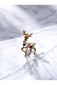 Yılbaşı Ren Geyiği Taşlı Broş