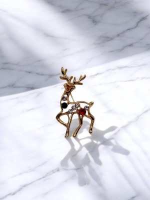 Yılbaşı Ren Geyiği Taşlı Broş