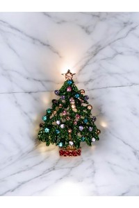 Yılbaşı Çam Ağacı Taşlı Broş