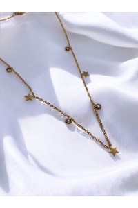 Çelik Minik Yıldız Figürlü Zarif Charmlı Kadın Kolye