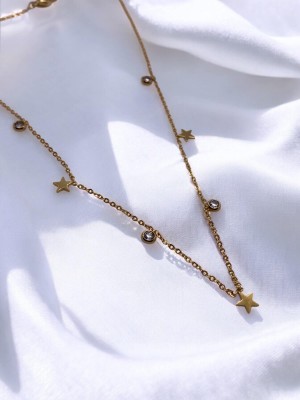 Çelik Minik Yıldız Figürlü Zarif Charmlı Kadın Kolye