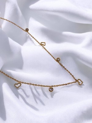 Çelik Minik Kalp Figürlü Zarif Charmlı Kadın Kolye